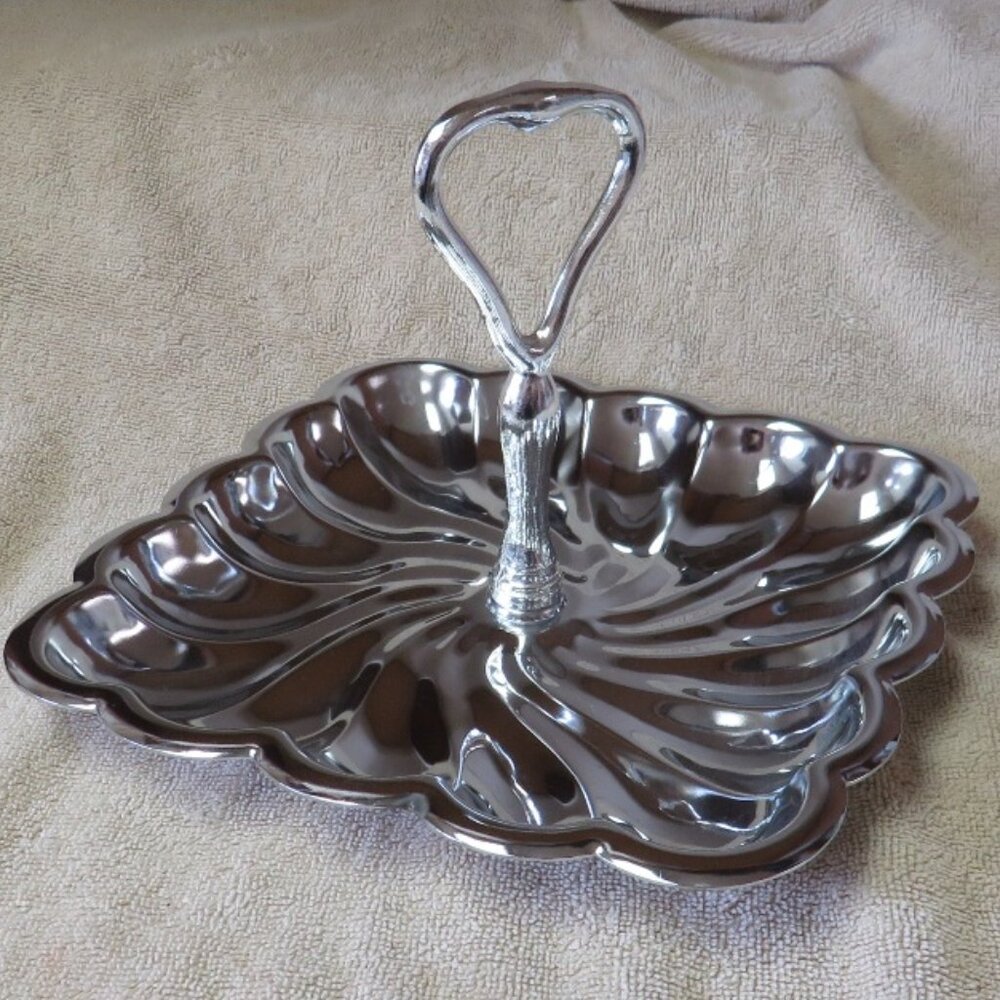 Polished Aluminum Swirl Party Serving Trays -- Set of 2